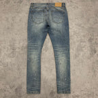 Custom Men's Blue Skinny Paint Splatters Distressed Jeans