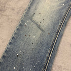 Custom Men's Blue Skinny Paint Splatters Distressed Jeans