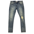 Custom Men's Blue Skinny Paint Splatters Distressed Jeans