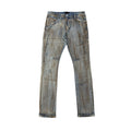 Custom Men's Blue Skinny Dirty Washed Jeans