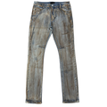 Custom Men's Blue Skinny Dirty Washed Jeans