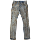 Custom Men's Blue Skinny Dirty Washed Jeans