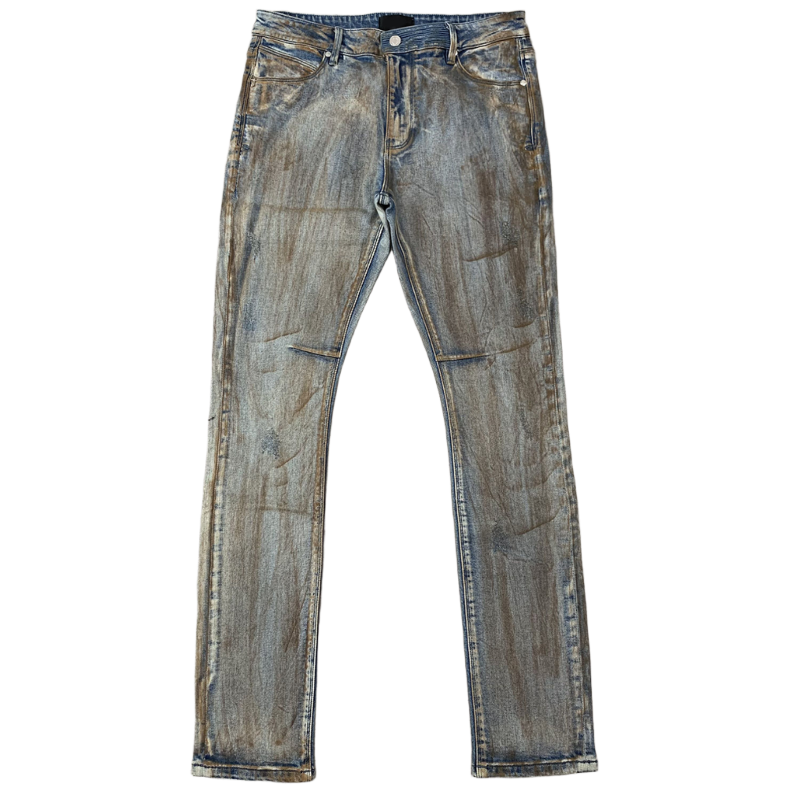 Custom Men's Blue Skinny Dirty Washed Jeans