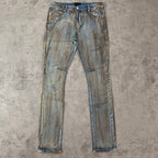 Custom Men's Blue Skinny Dirty Washed Jeans