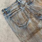 Custom Men's Blue Skinny Dirty Washed Jeans