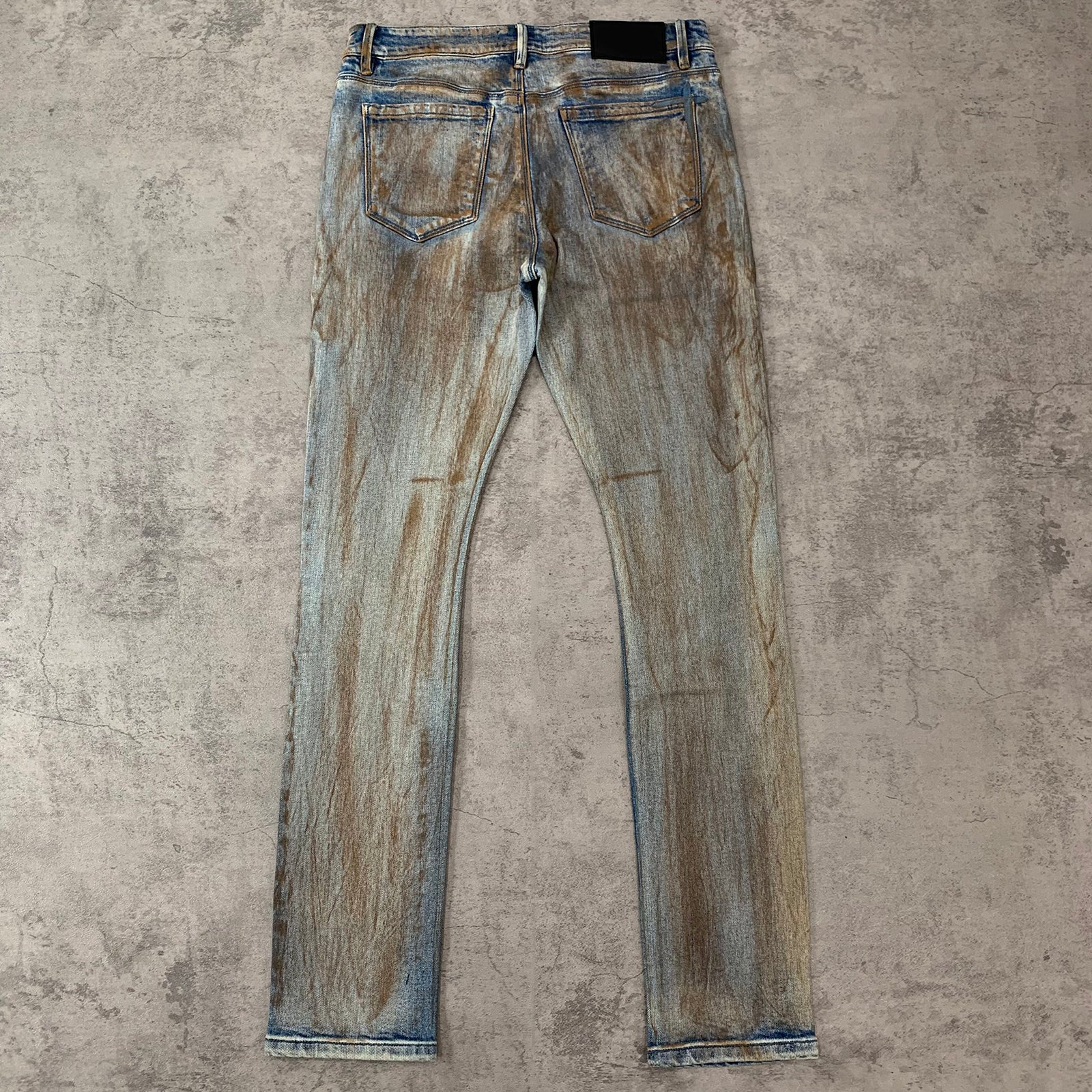 Custom Men's Blue Skinny Dirty Washed Jeans
