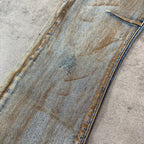 Custom Men's Blue Skinny Dirty Washed Jeans