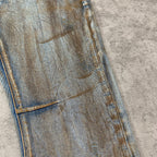 Custom Men's Blue Skinny Dirty Washed Jeans
