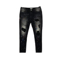 Custom Men's Black Skinny Paint Splatters Distressed Jeans