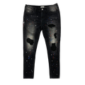 Custom Men's Black Skinny Paint Splatters Distressed Jeans