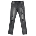 Custom Men's Black Skinny Rhinestone Vintage Washed Distressed Jeans