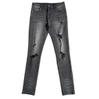 Custom Men's Black Skinny Rhinestone Vintage Washed Distressed Jeans