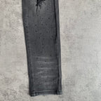 Custom Men's Black Skinny Rhinestone Vintage Washed Distressed Jeans
