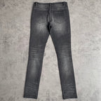 Custom Men's Black Skinny Rhinestone Vintage Washed Distressed Jeans