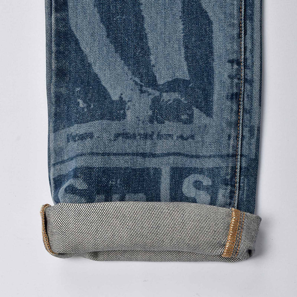 Custom Men's Blue Slim Laser Printing Jeans