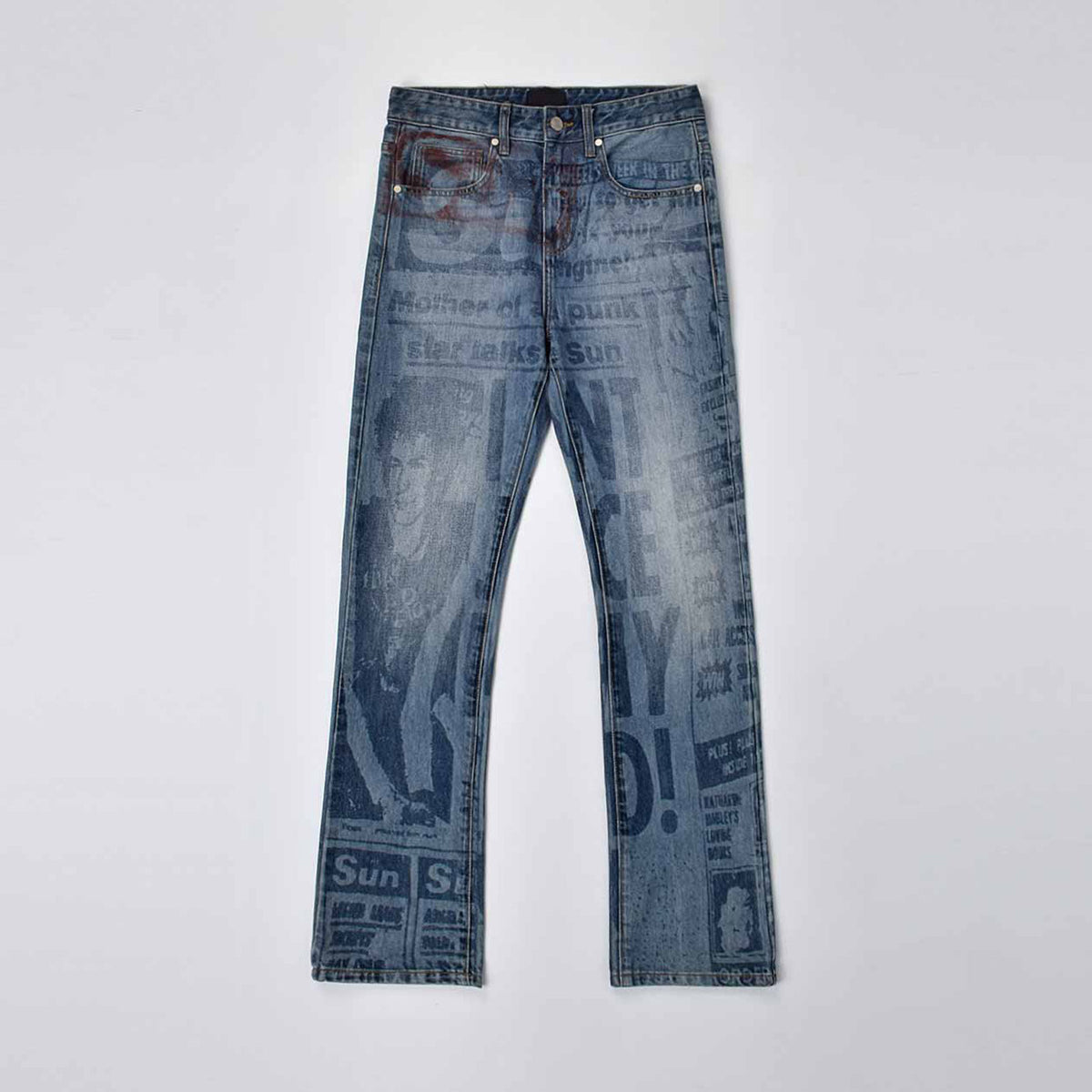Custom Men's Blue Slim Laser Printing Jeans