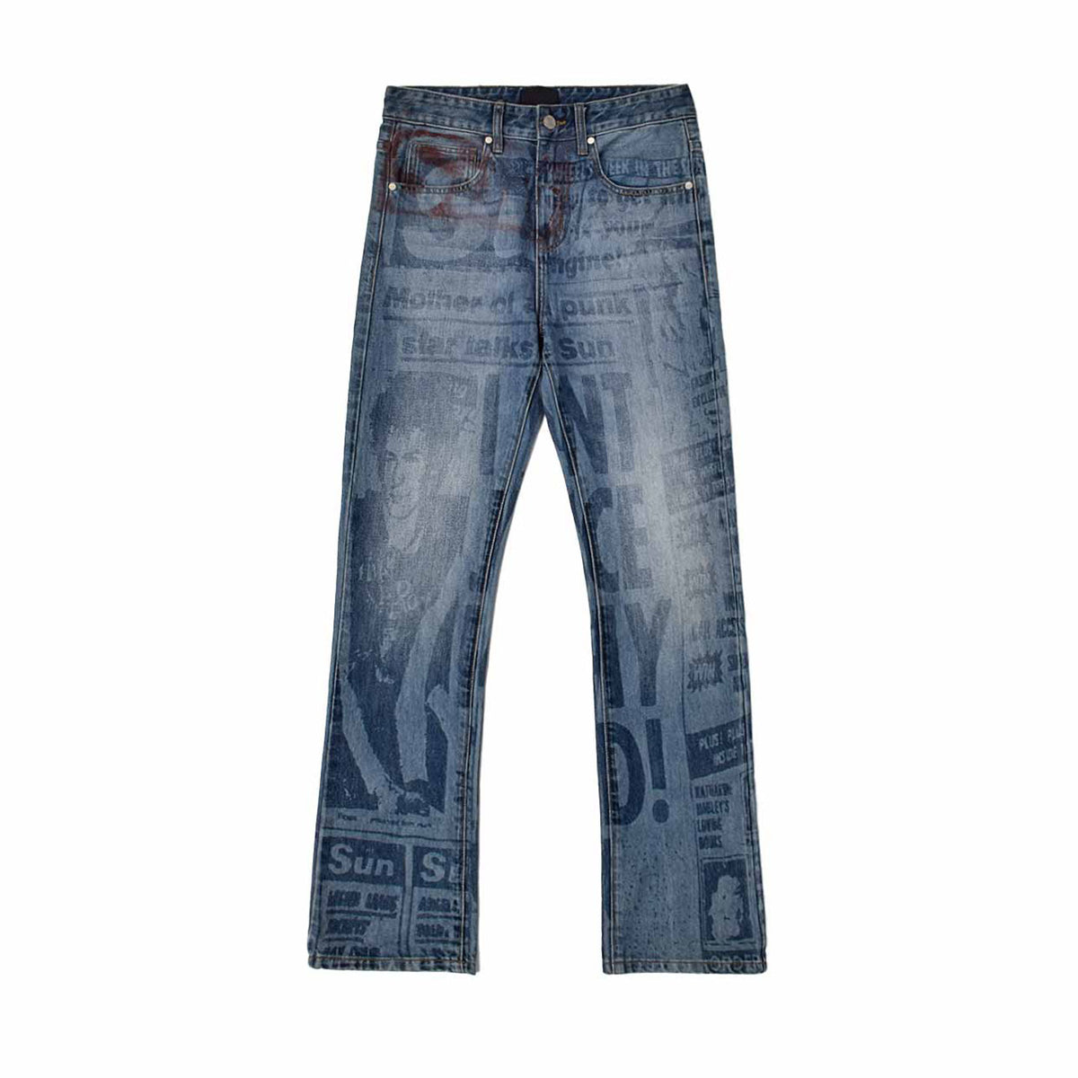Custom Men's Blue Slim Laser Printing Jeans