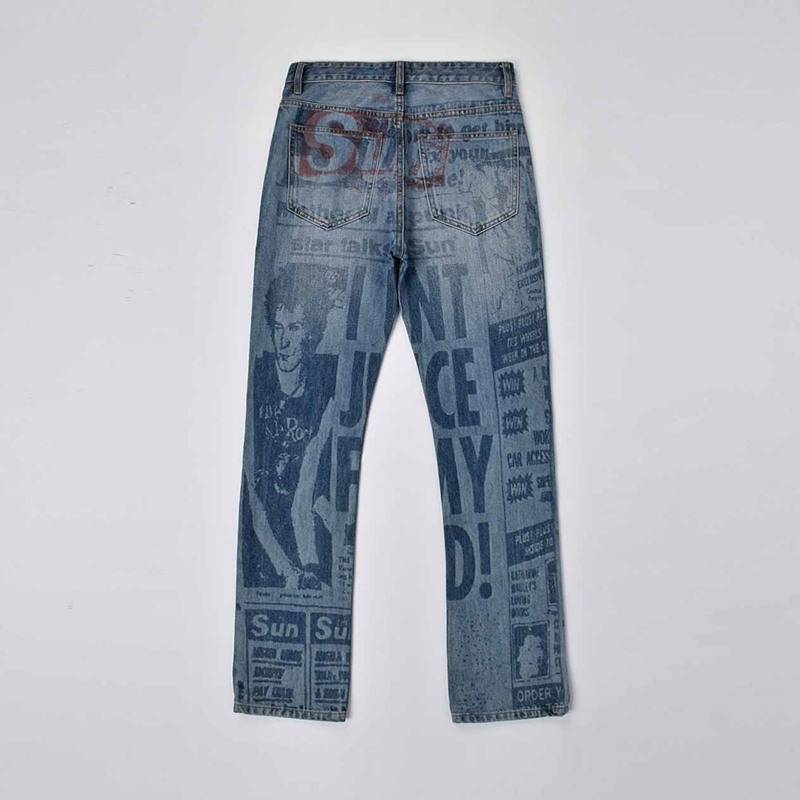 Custom Men's Blue Slim Laser Printing Jeans