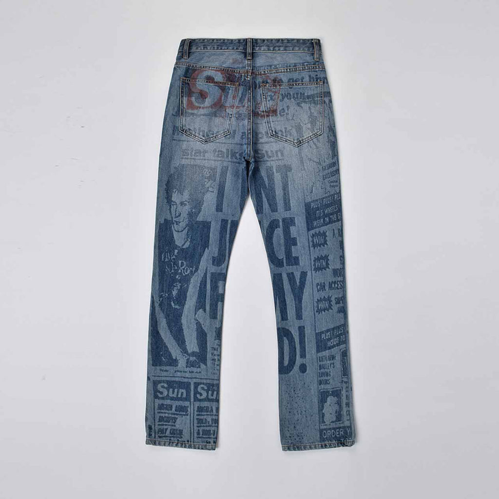 Custom Men's Blue Slim Laser Printing Jeans