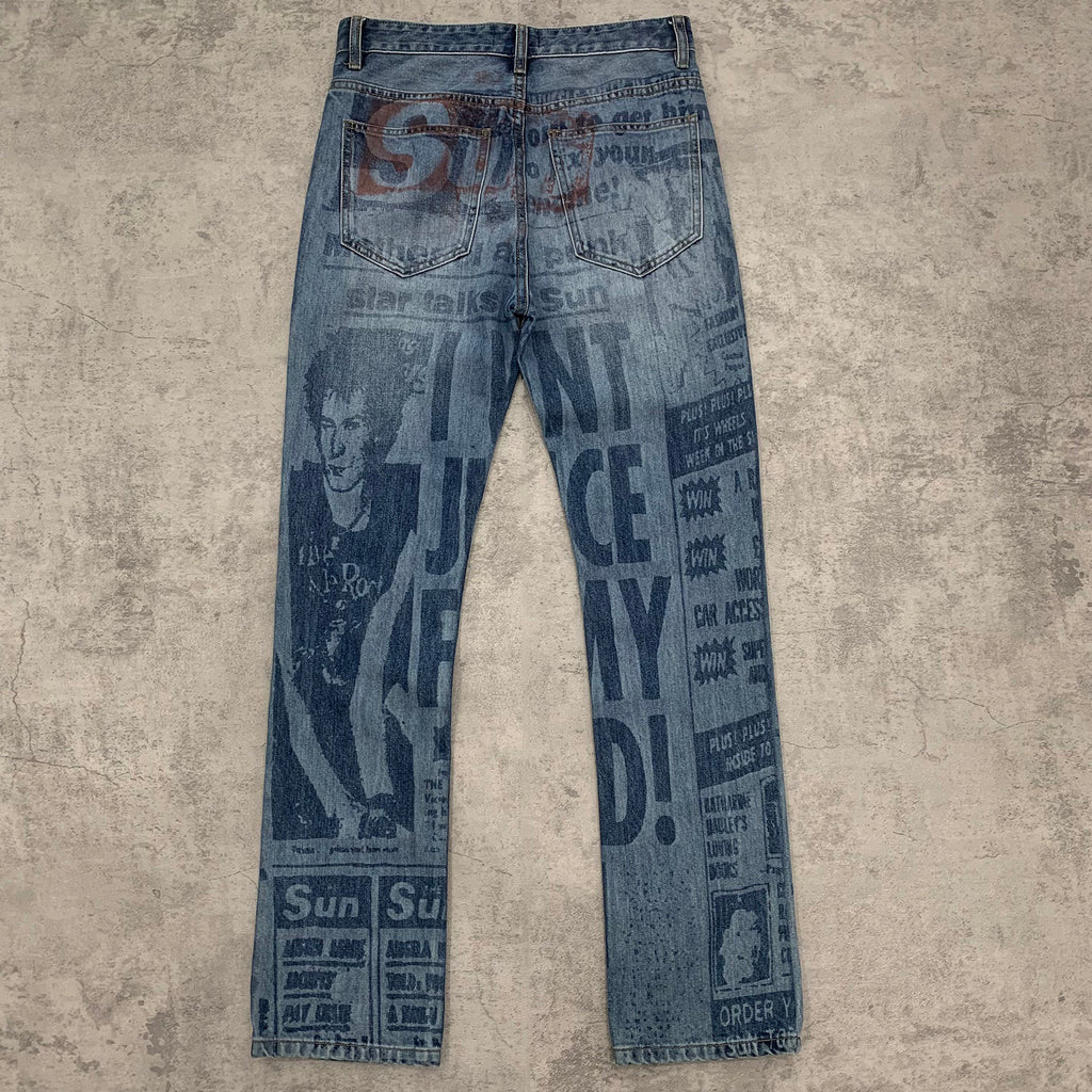 Custom Men's Blue Slim Laser Printing Jeans