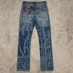 Custom Men's Blue Slim Laser Printing Jeans