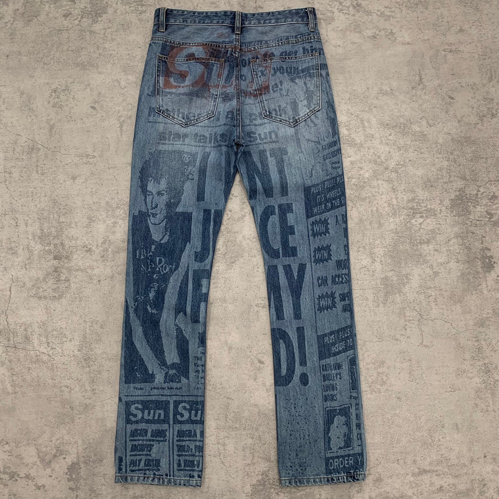 Custom Men's Blue Slim Laser Printing Jeans