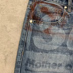 Custom Men's Blue Slim Laser Printing Jeans