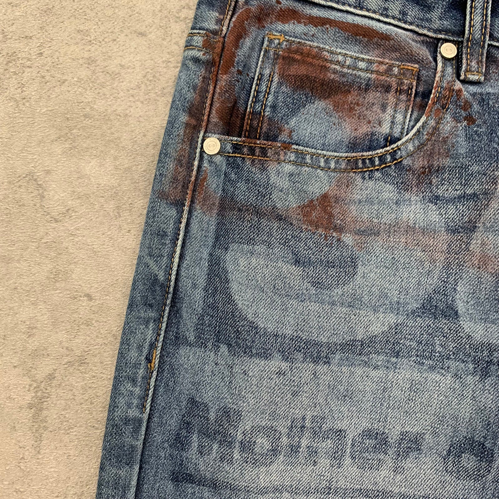 Custom Men's Blue Slim Laser Printing Jeans