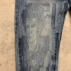 Custom Men's Blue Slim Laser Printing Jeans