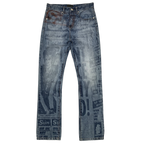 Custom Men's Blue Slim Laser Printing Jeans