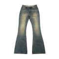 Jeans men blue flared fit vintage washed distressed