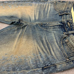 Jeans men blue flared fit vintage washed distressed