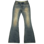 Jeans men blue flared fit vintage washed distressed