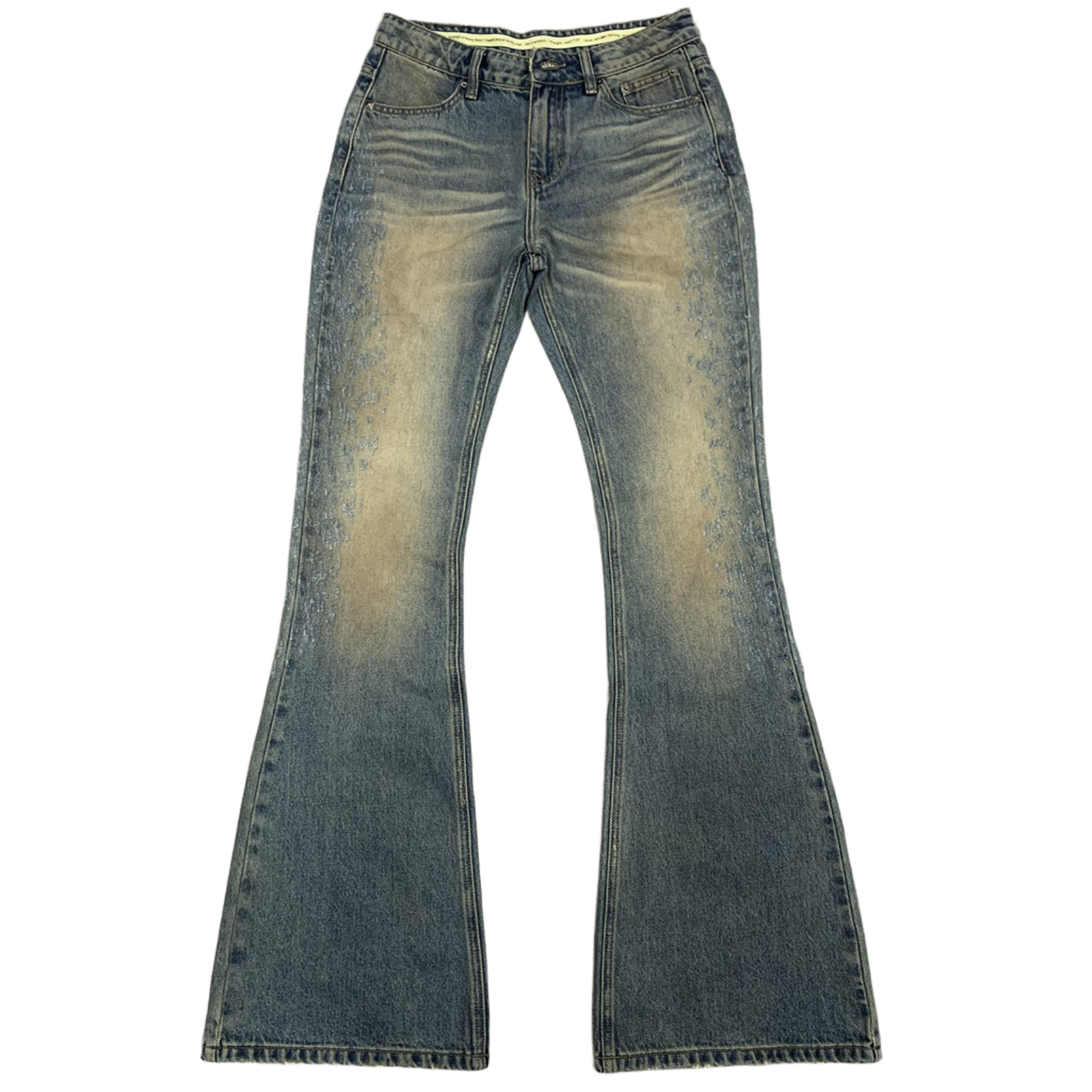 Jeans men blue flared fit vintage washed distressed