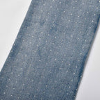 Custom Men's Blue Flared Rhinestone Raw Hem Jeans