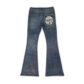 Custom Men's Blue Flared Waxed Coat Jeans