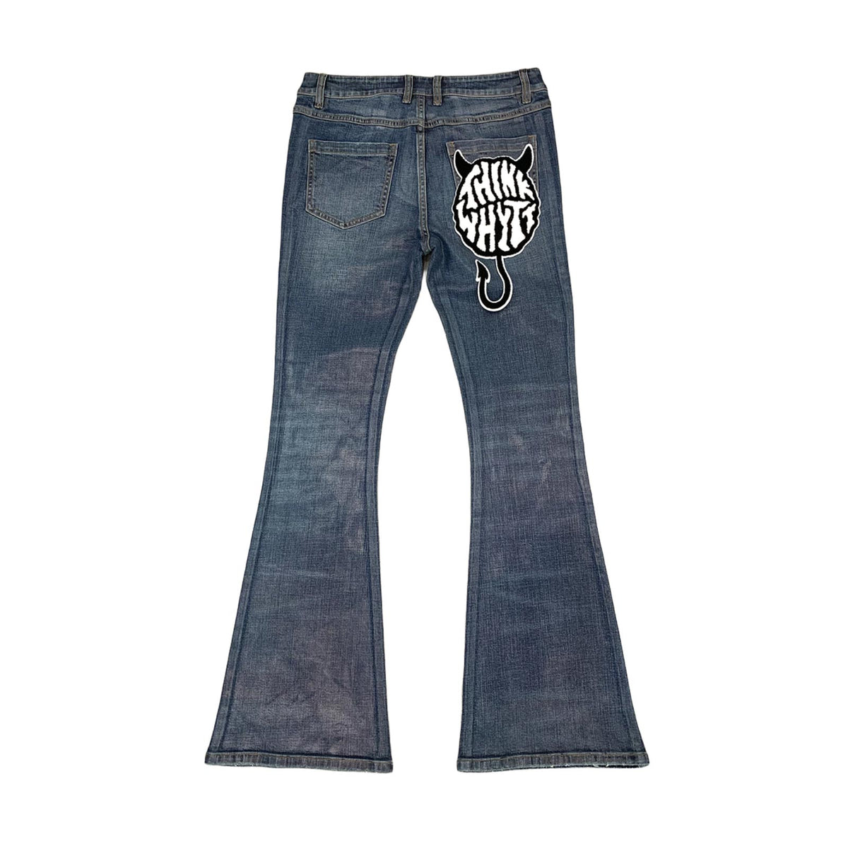 Custom Men's Blue Flared Waxed Coat Jeans