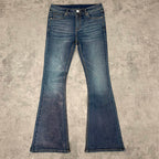 Custom Men's Blue Flared Waxed Coat Jeans