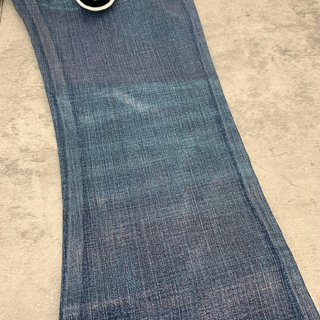 Custom Men's Blue Flared Waxed Coat Jeans