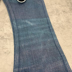 Custom Men's Blue Flared Waxed Coat Jeans
