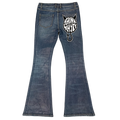 Custom Men's Blue Flared Waxed Coat Jeans
