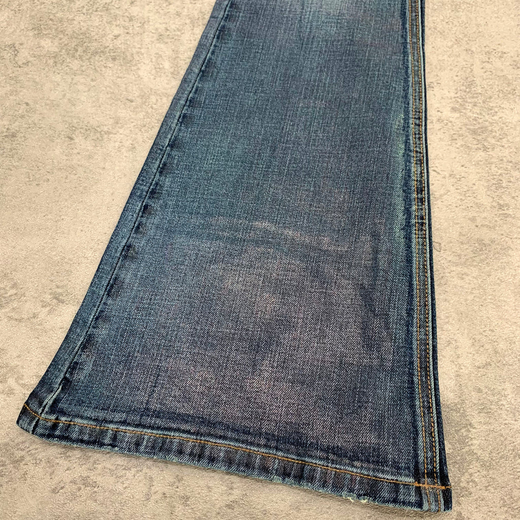 Custom Men's Blue Flared Waxed Coat Jeans
