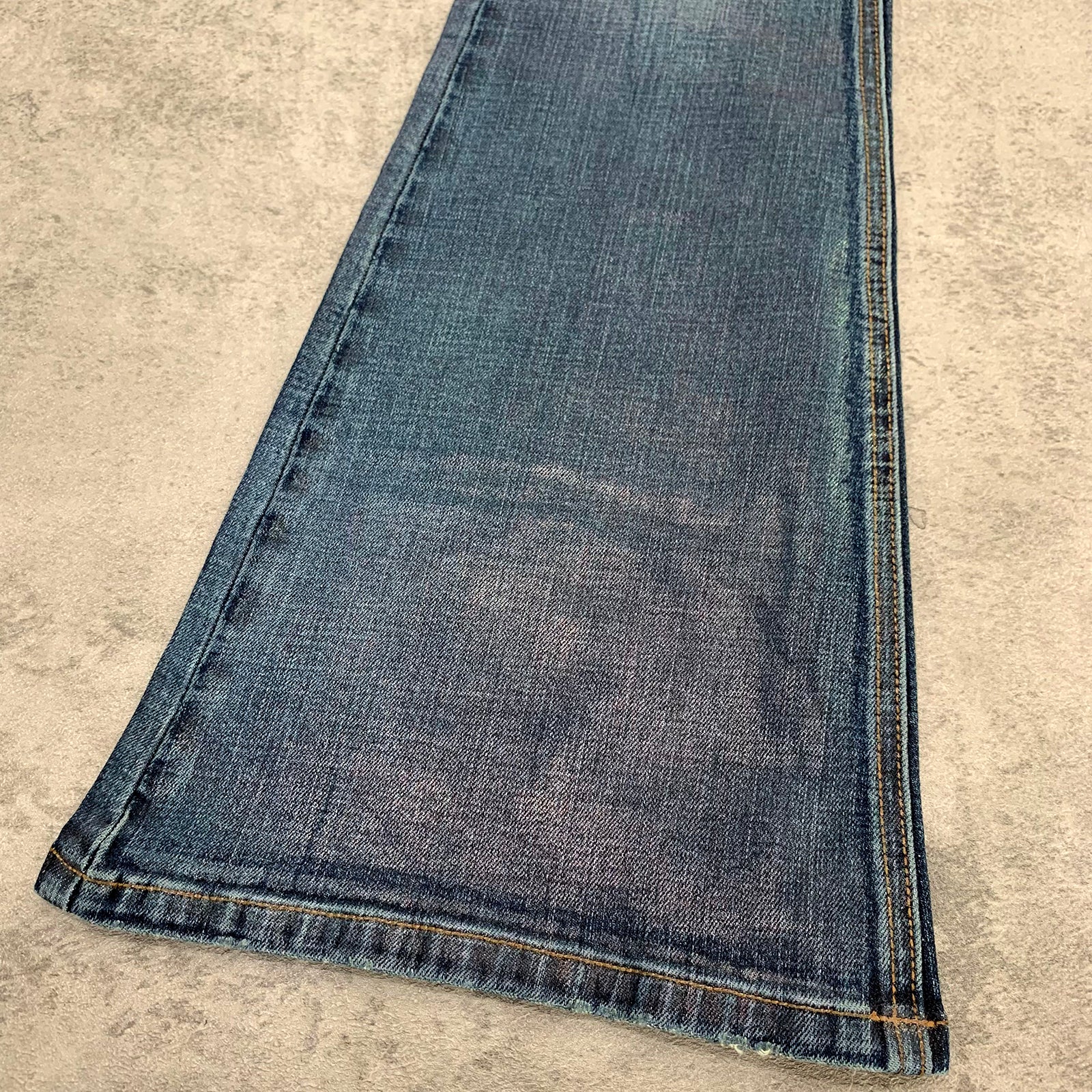 Custom Men's Blue Flared Waxed Coat Jeans