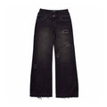 Custom Men's Black Double Layer Double Pocket Baggy Jeans