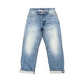 Custom Men's Blue Tapered Selvedge Denim Jeans With Washed