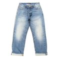 Custom Men's Blue Tapered Selvedge Denim Jeans With Washed