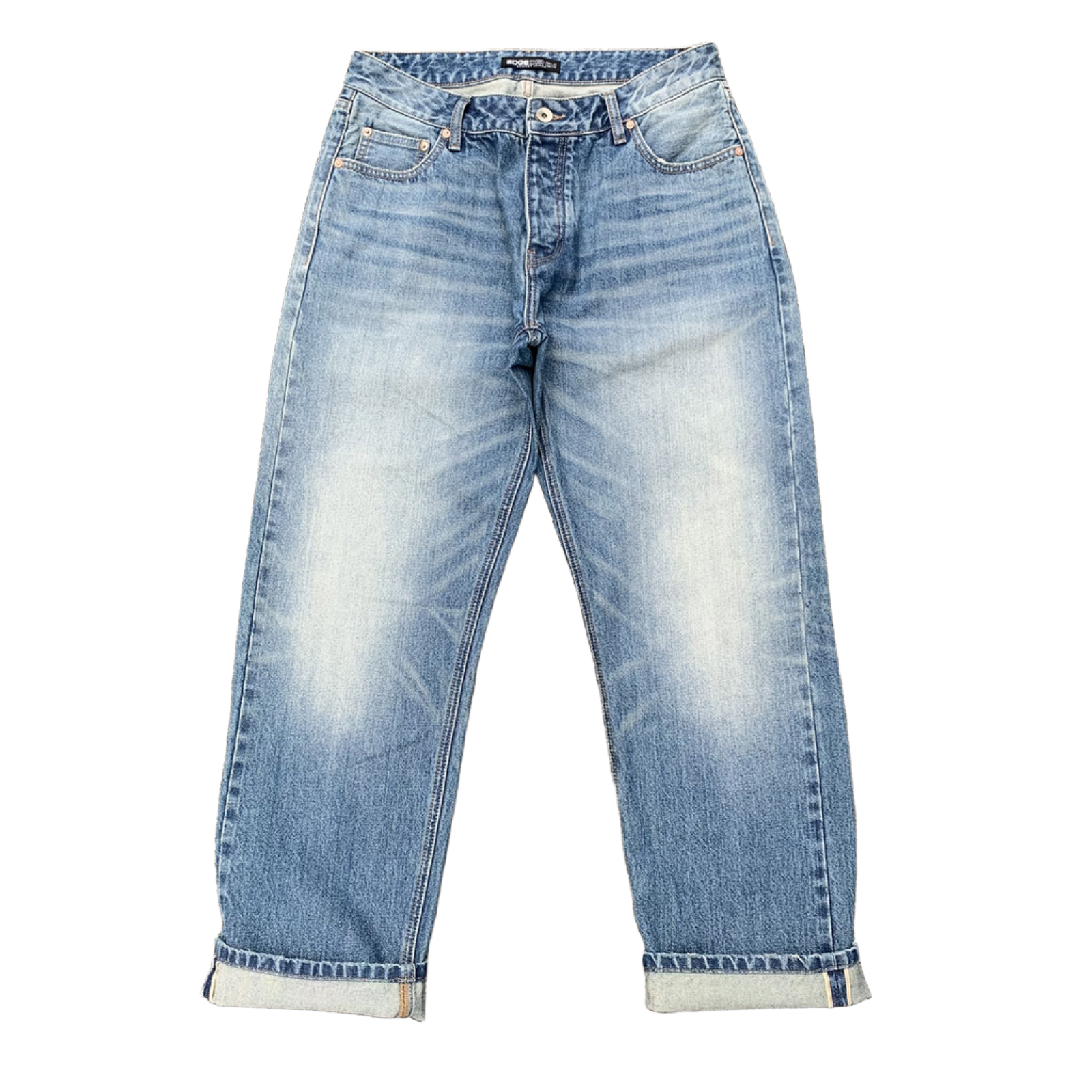 Custom Men's Blue Tapered Selvedge Denim Jeans With Washed