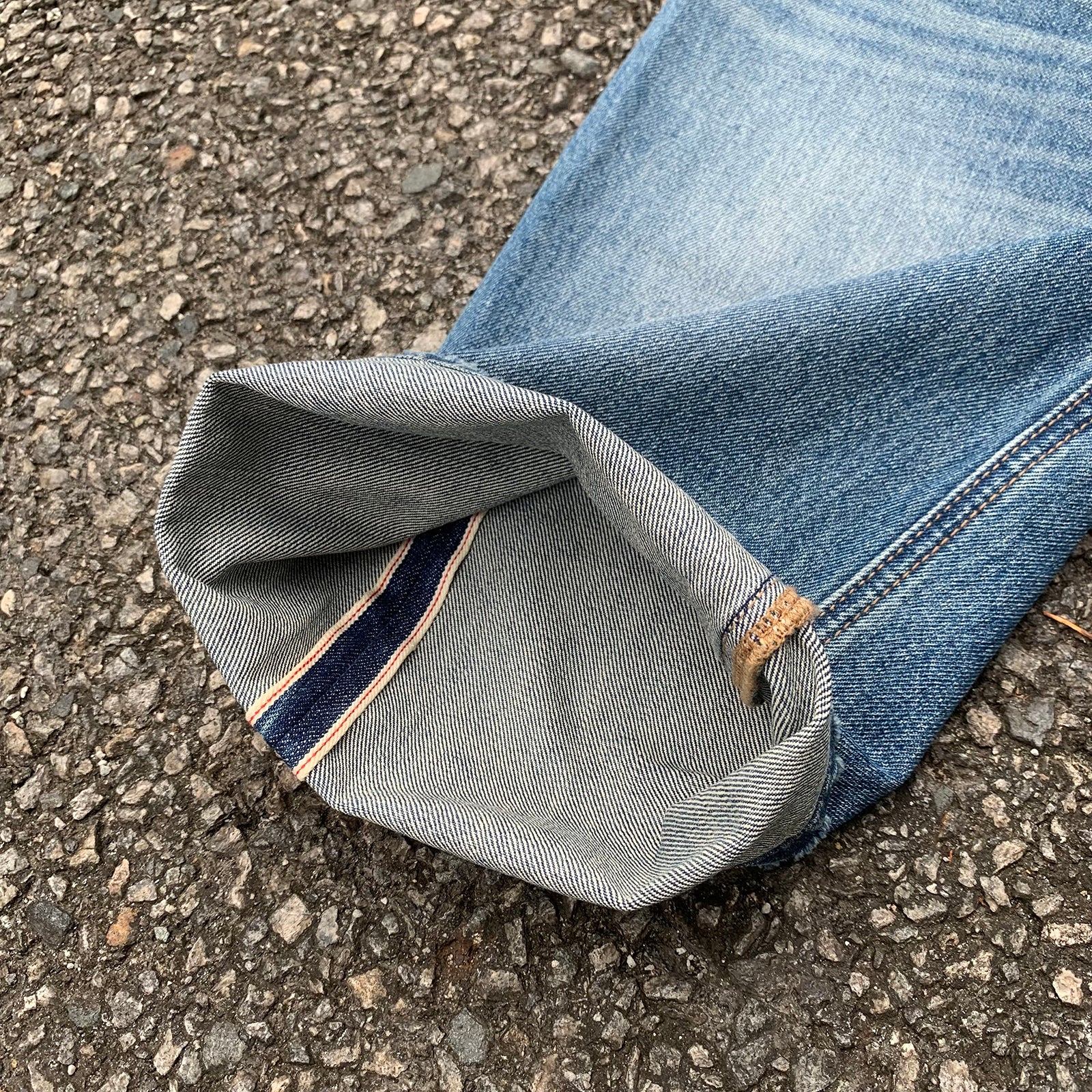 Custom Men's Blue Tapered Selvedge Denim Jeans With Washed