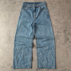 Custom Men's Blue Pearl Y2K Baggy Straight Leg Jeans