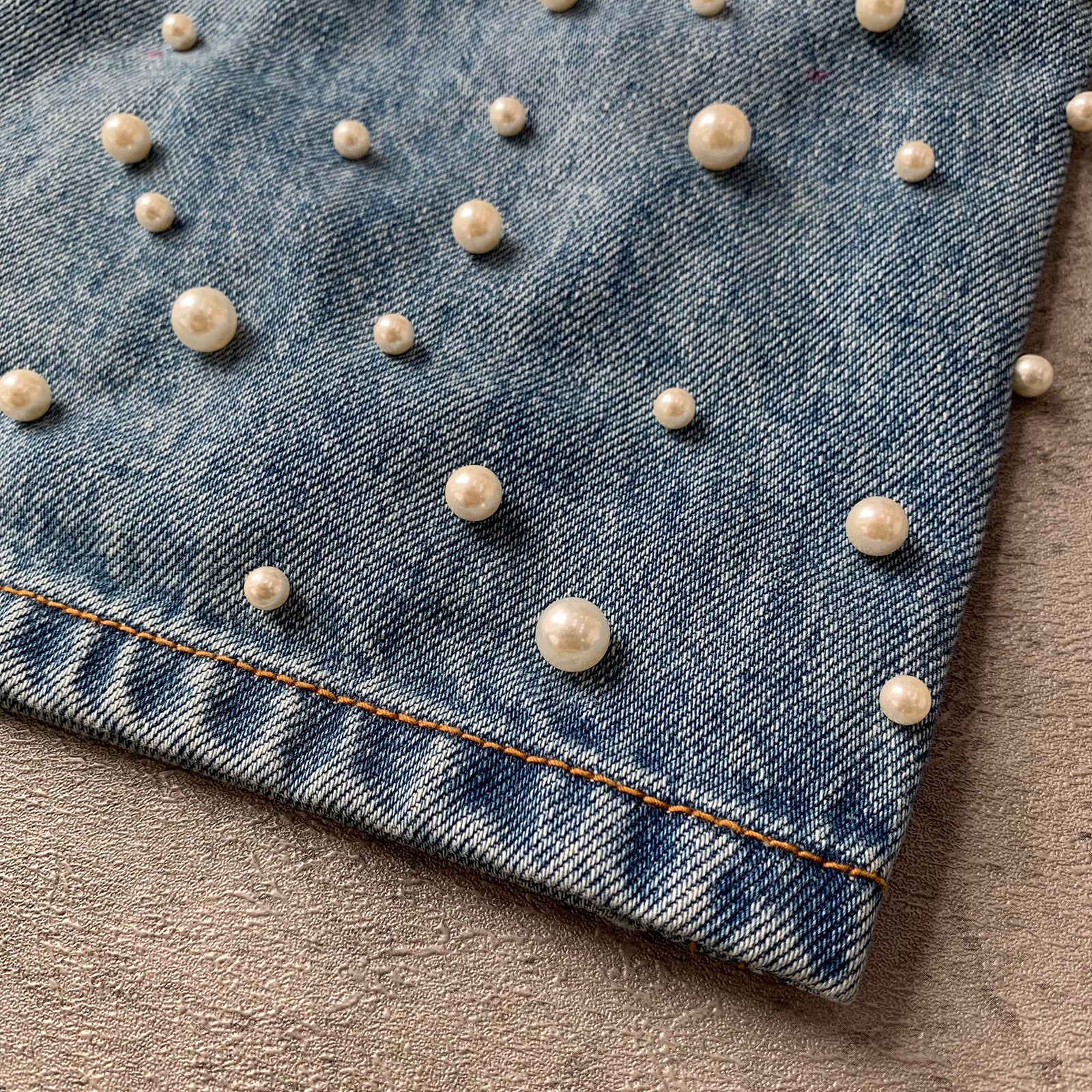 Custom Men's Blue Pearl Y2K Baggy Straight Leg Jeans